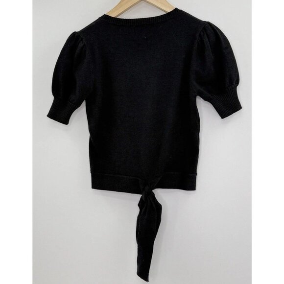 NWT Francesca's Blue Rain Black Pullover Sweater Tie Back Size Small Preppy - Picture 2 of 11